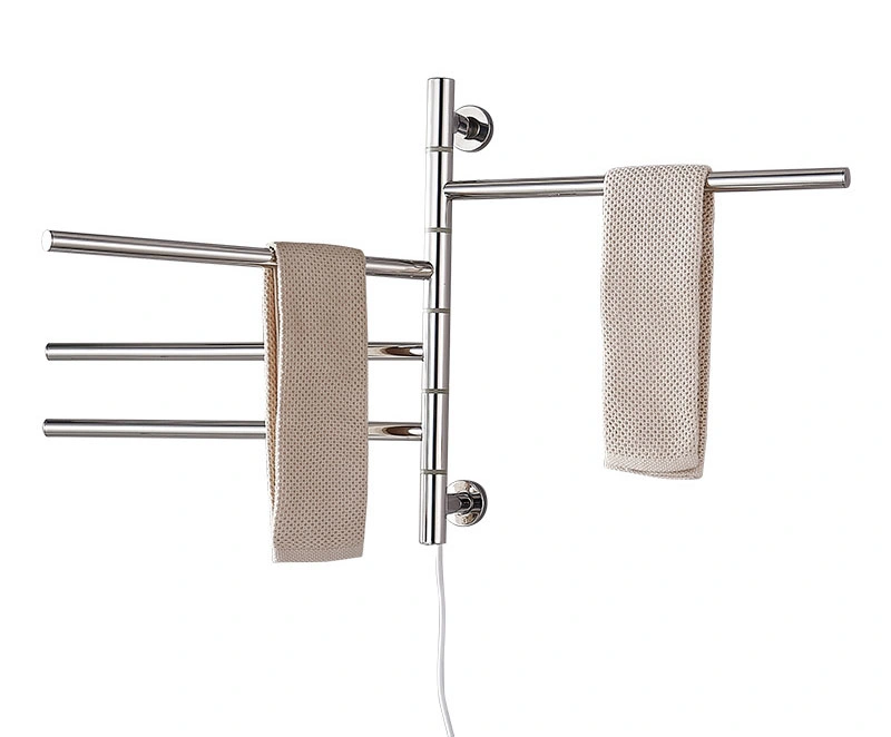 Electric Heated Towel Rack for modern Bathroom, 304 Stainless Steel Bathroom Set Wall Mounted Towel Warmer with Thermostat 4 Rotatable Bars Towel Dryer