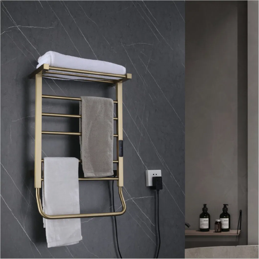 Energy-Efficient Electric Towel Rack with Top Shelf