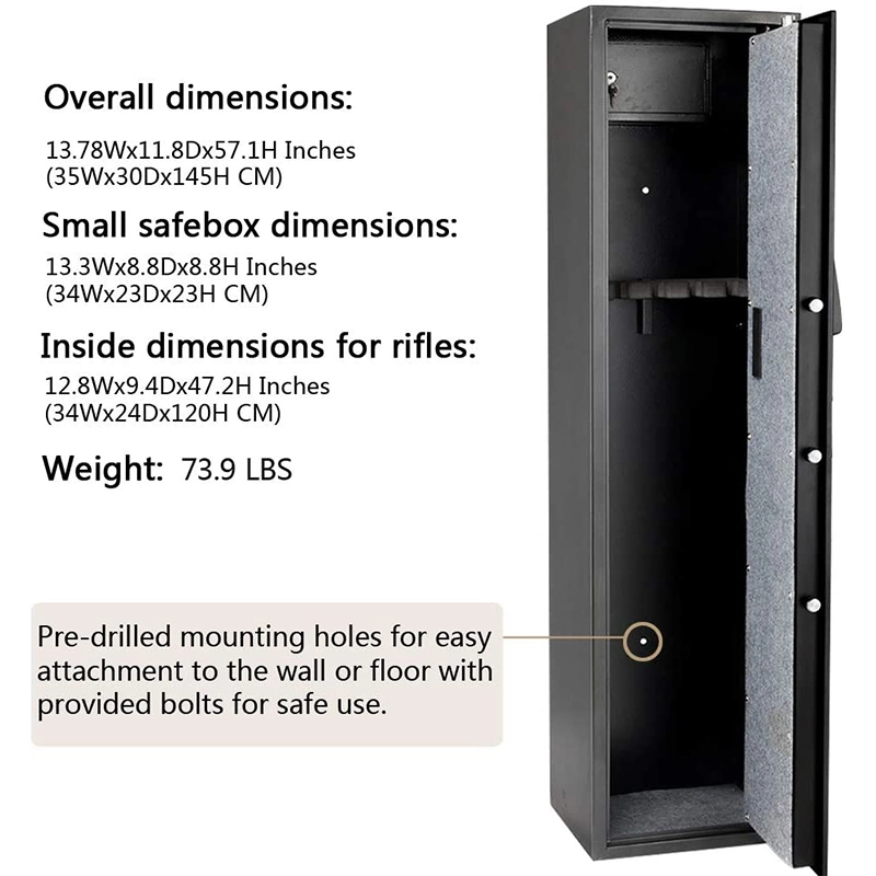 Storage Gun Safe Cabinet Fireproof Waterproof Home and Business Metal Steel Safe