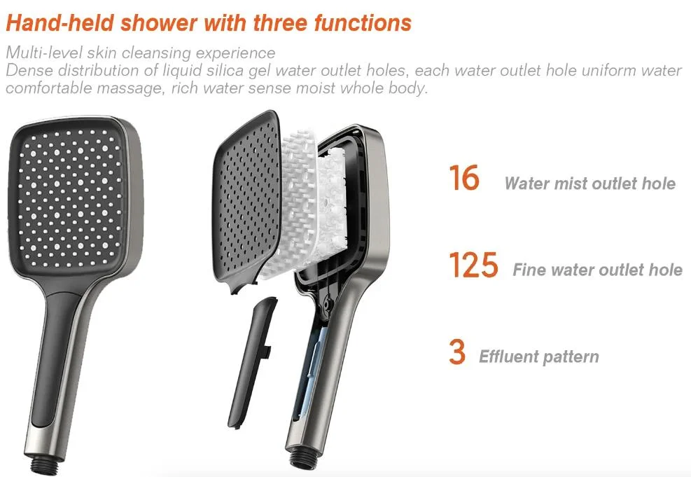 Ortonbath Gun Metal Shower System Wall Mount Rain Mixer Shower Combo Set 4 Way LED Digital Display Shower Faucet Set