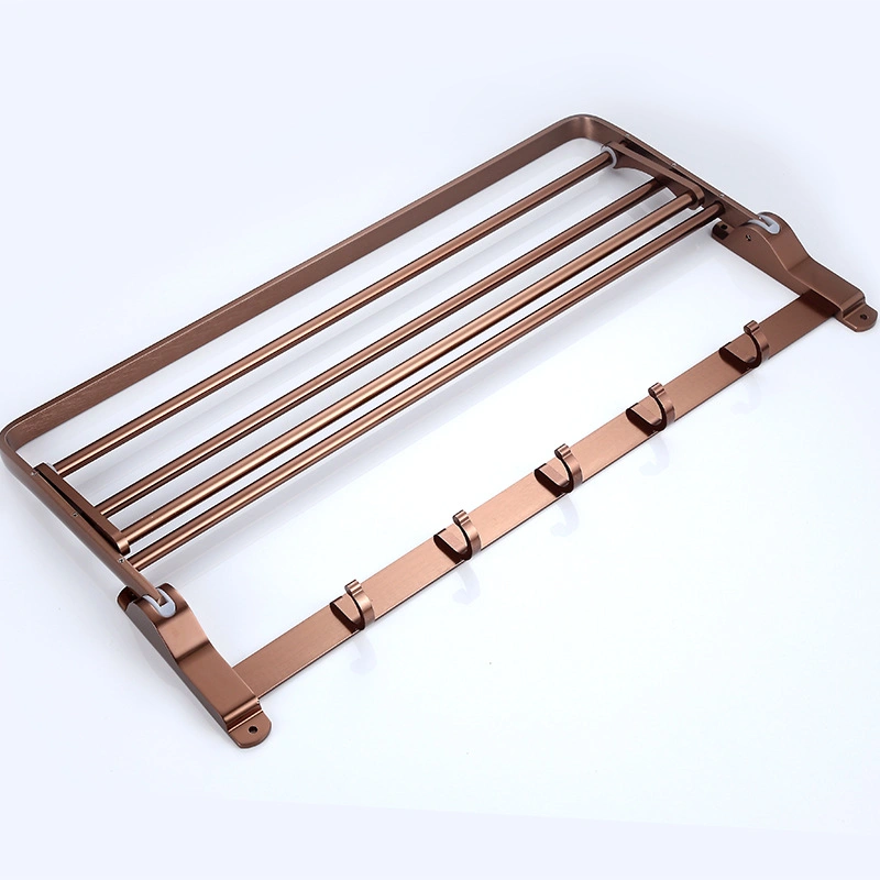 Exquisite Durable Wall Mounted 304 Stainless Steel Bathroom Towel Rack Custom Brass Shelf