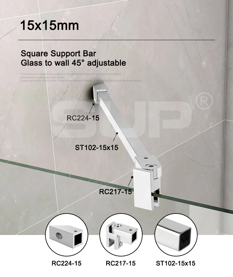 15X15mm Glass to Wall 45 Degree Adjustable Support Bar Brass Frameless Glass Door Fixing Bracket Sb1502