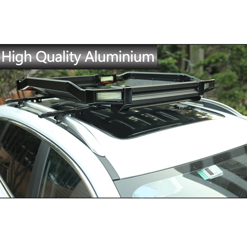 with 4PCS LED Light 4X4 Aluminium Alloy SUV Car Cargo Carrier Basket Car Roof Rack