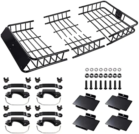 Black Roof Rack Cargo Basket Carrier Rack with Universal Extension Car Top Luggage Holder SUV Truck Cars