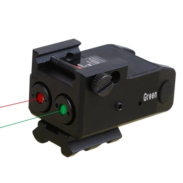 Compact Dual Aiming Tactical Rail Laser Sight Green &amp; Red Laser Sight USB Rechargeable Picatinny Rail Mount Low Profile for Gun