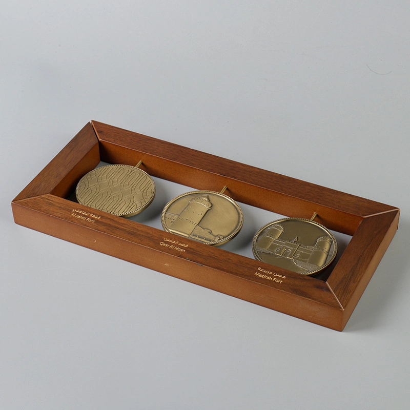 Solid Wood Commemorative Medallion Coin Wooden Three-Dimensional Frame Stands