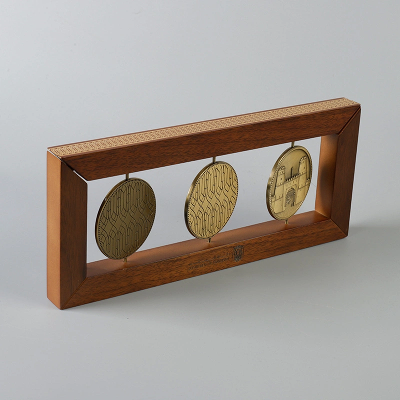 Solid Wood Commemorative Medallion Coin Wooden Three-Dimensional Frame Stands