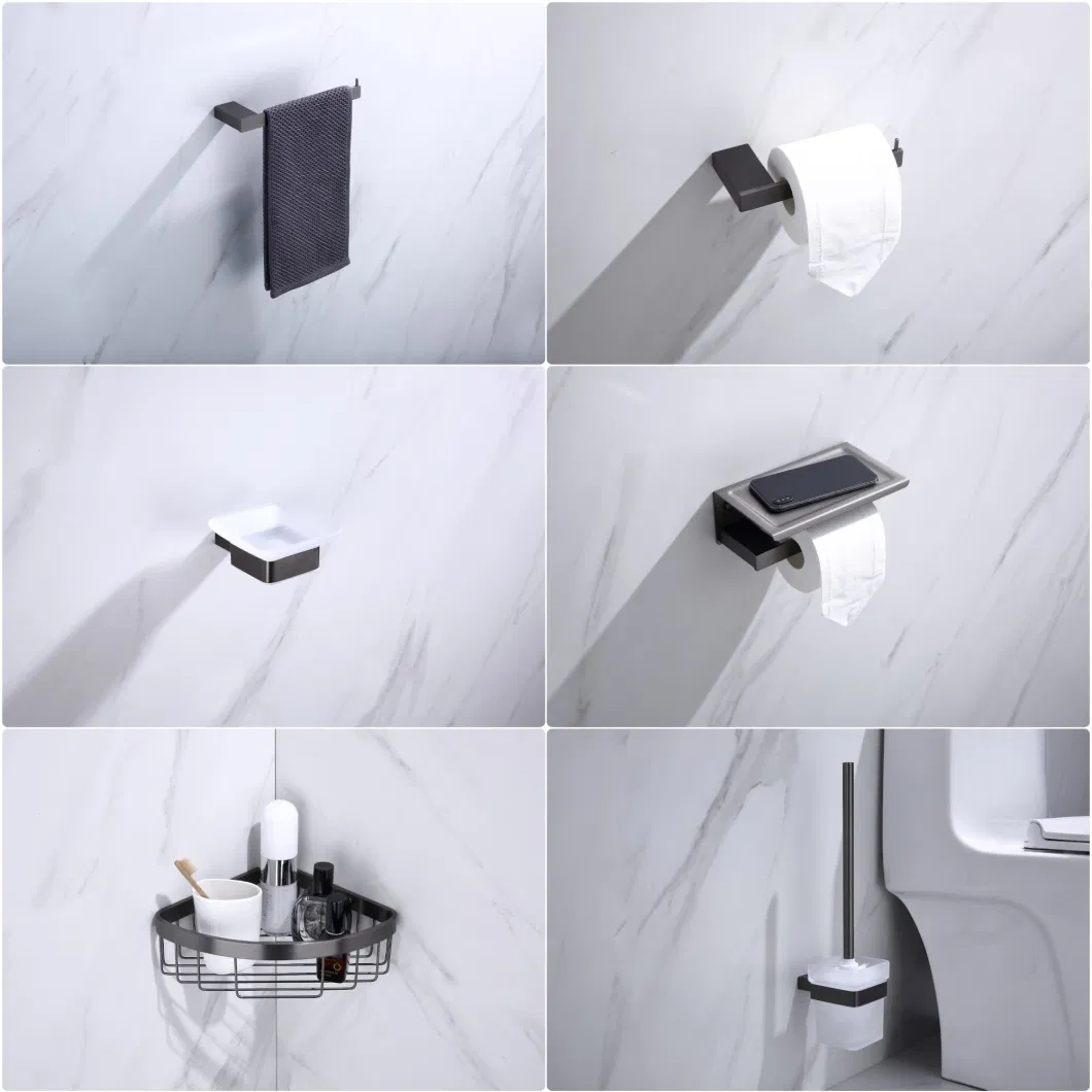 SUS 304 Gun Metal Surface Bathroom Towel Rack Stainless Steel Bathroom Accessories