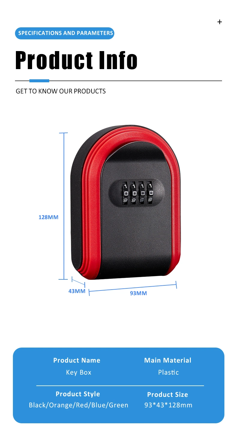 Factory Wholesale Wall Mounted Cheap Plastic Key Box with Combination Lock