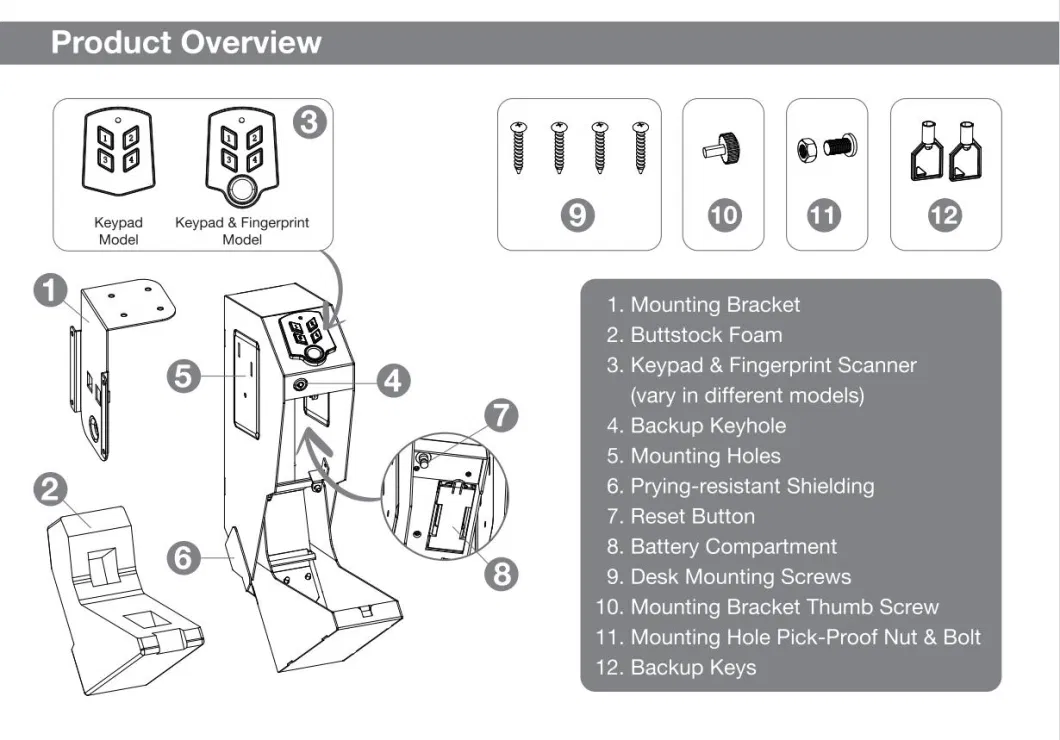 2022 High Security Unique Safes Desk Mounted Gun Safe Box for Sale Cabinet Wholesale