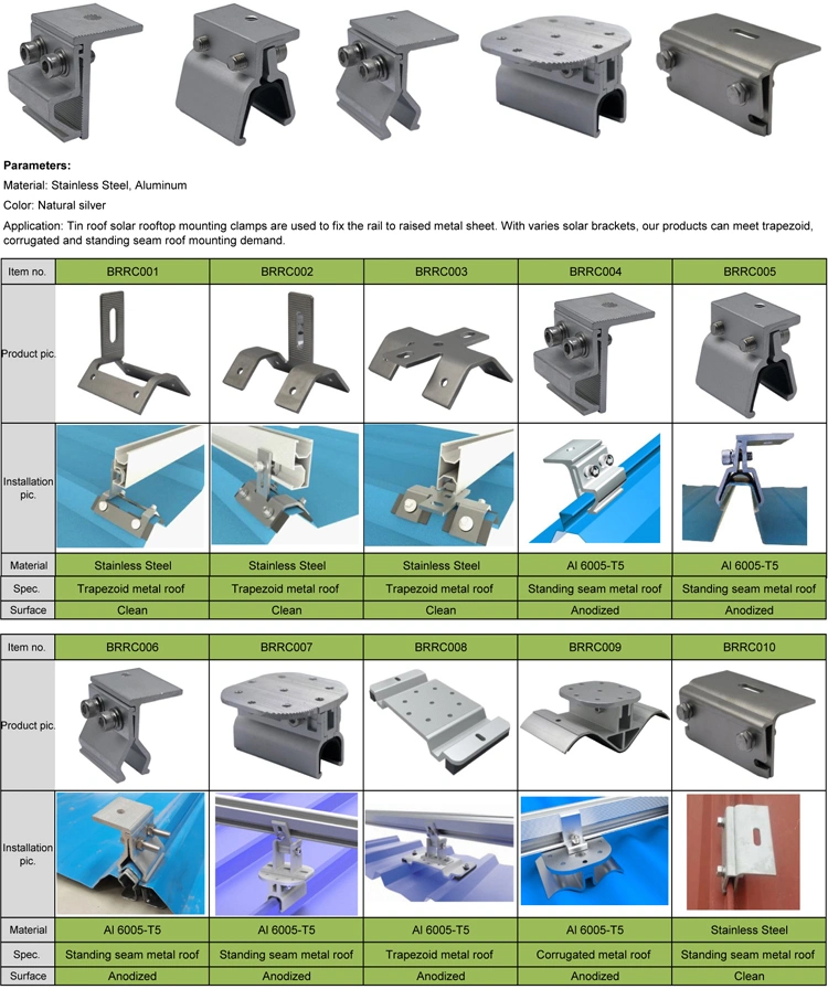 Solar Panel Power Standing Seam PV Bracket Roof Mounting Clamp Solar Energy Racking