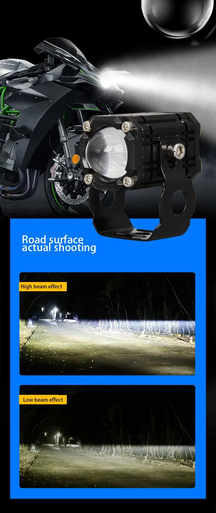 High-Bright LED Motorcycle Spotlights, Electric Vehicle Square Small Steel Gun Near Yellow and White Headlights Motorcycle Modif