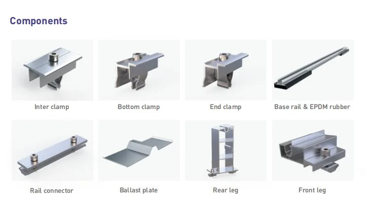 Solar Manufacturing Companies PV Solar Panel Roof Racking Mount System Solar Rack Ballasted Roof Mounting