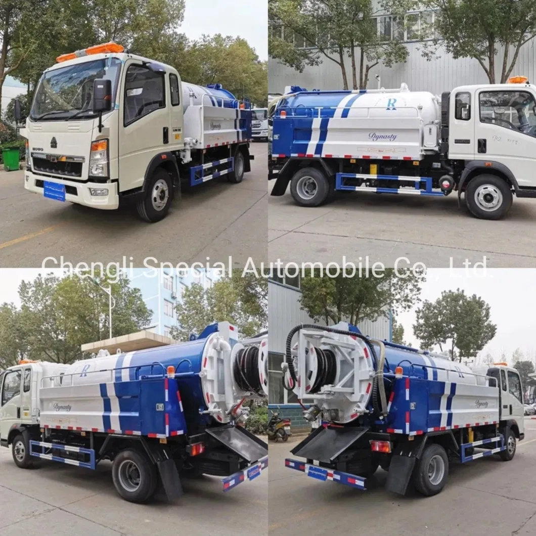 HOWO 4X2 Vacuum Suction Truck 5cbm 5liters 5m3 Sewage Suction Truck for Good Price