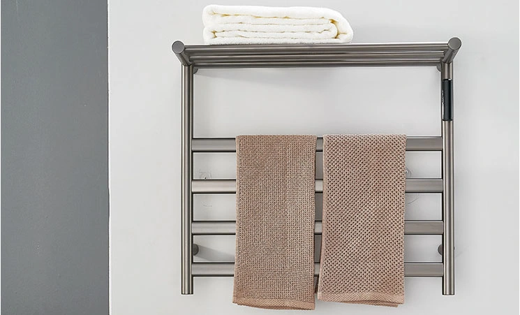 Bathroom Electric Towel Rack Towel Drying Rack with Top Shelf and Timer Display