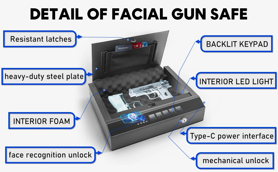 Safewell Auto Open Biometric Fingerprint Safes Advanced Facial Recognition Gun Safe for Rifles