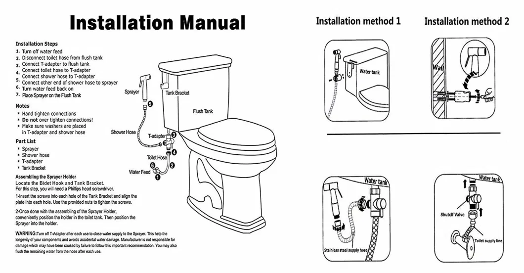 European Style High Grade Vertical Wall Mounted Bidet Shower Hand Held Bidet Shattaf