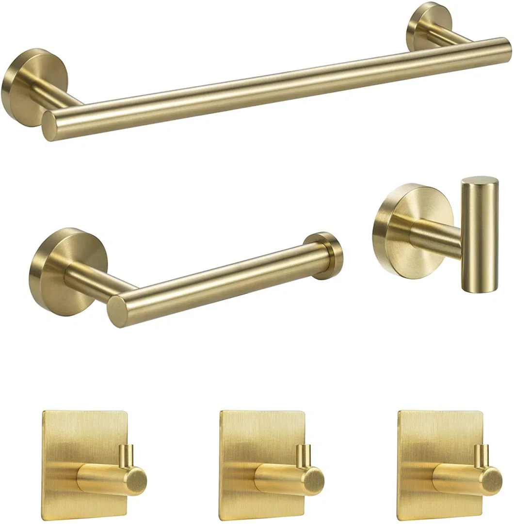 OEM Manufacturer Wall Mounted Gold/ Black Set Bathroom Accessories Set Towel Rack Robe Hook Toilet Paper Holder