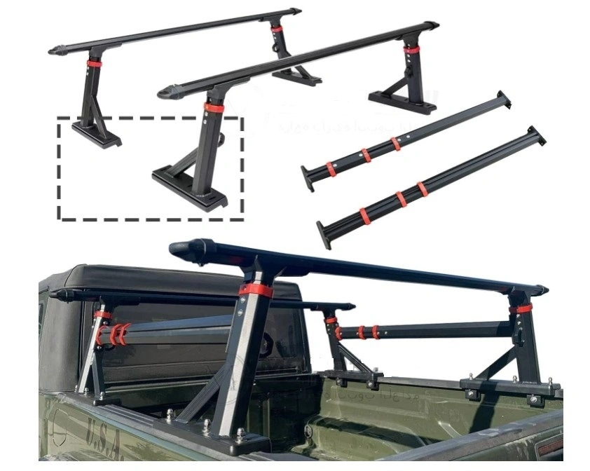 Adjustable Aluminum Truck Bed Rack Round Telescopic Aluminum Ladder Roof Rack