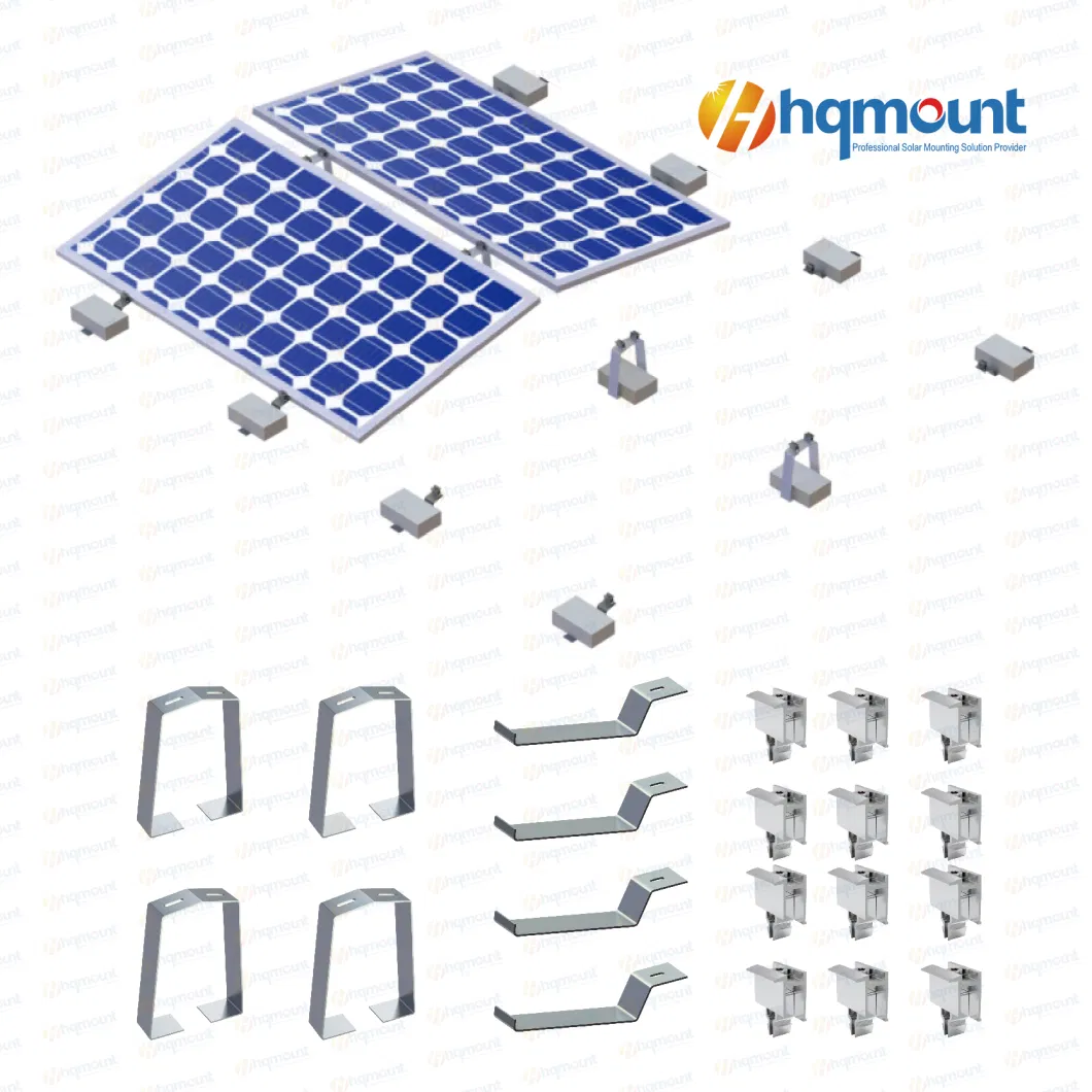 Zinc Aluminum Magnesium Solar Flat Roof PV Support Ballast Rack for Apoyo Solar Rooftop Mounting