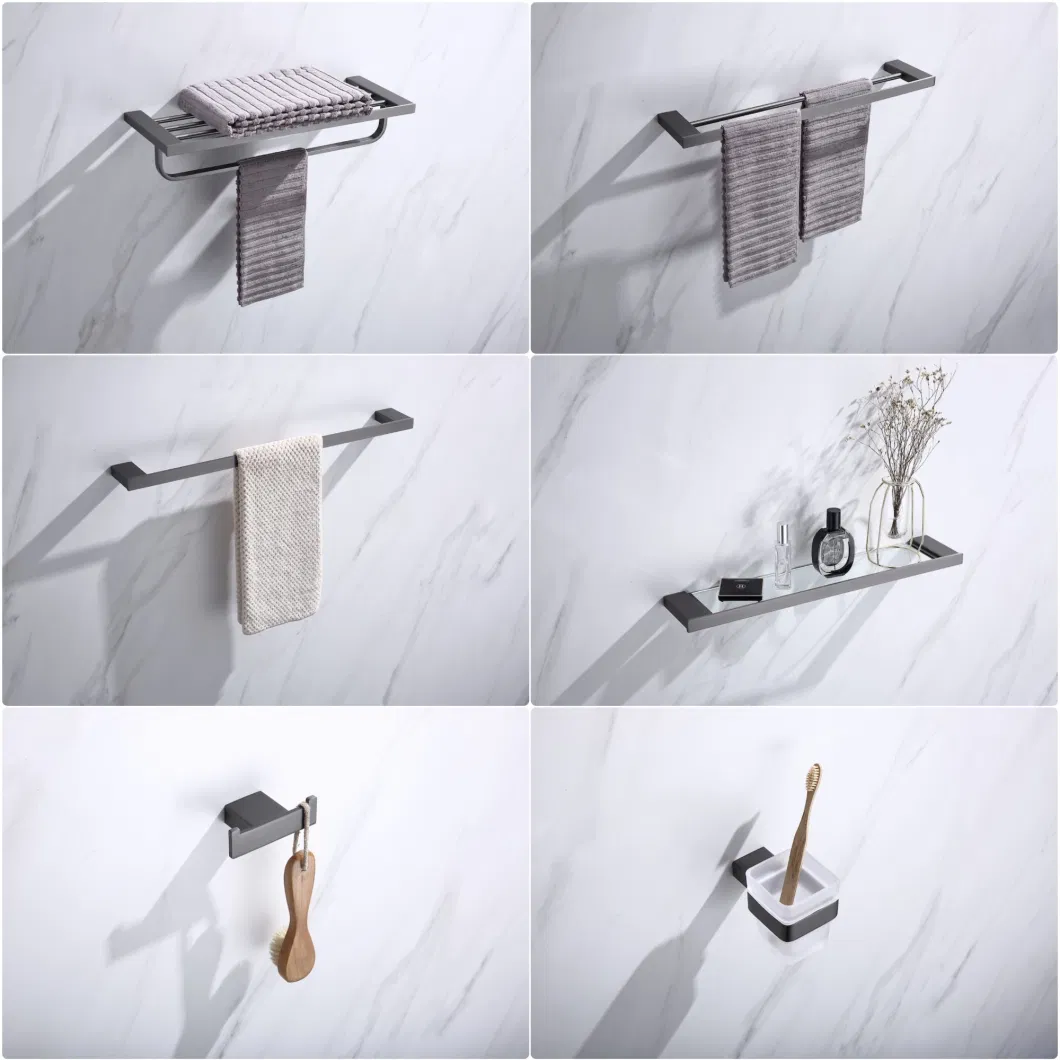 SUS 304 Gun Metal Surface Bathroom Towel Rack Stainless Steel Bathroom Accessories