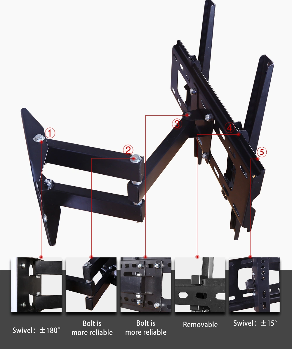 Heavy Duty Home Adjustable Wall Tilt Swivel TV Bracket 32 36 42 55 Inch TV Wall Holder Full Motion TV Wall Mount