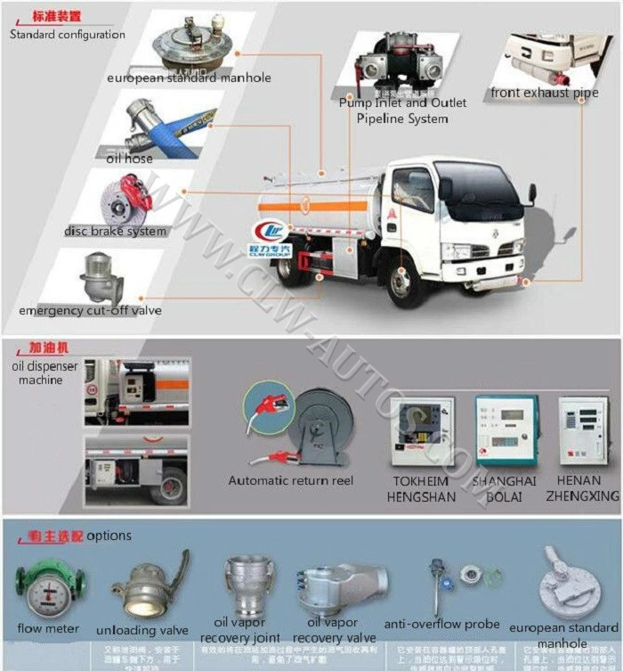 6000liters 6tons Fuel Dispenser Tanker Truck 4*2 Petrol Oil Diesel Delivery and Refueling Truck