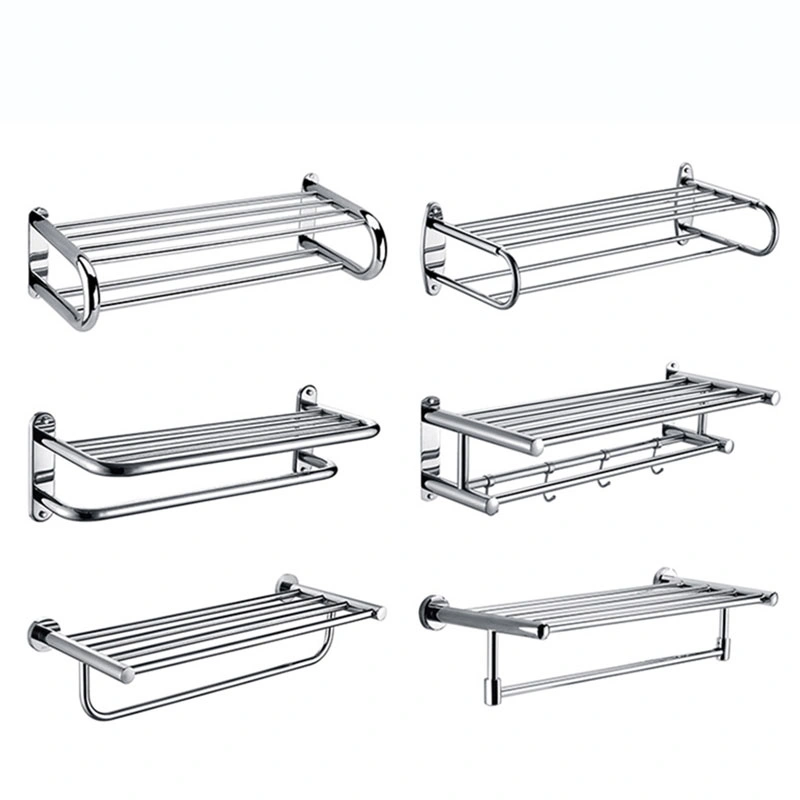 Towel Rack Manufacturer Stainless Steel Wall Mounted Bathroom Shelf Double Shower Rack