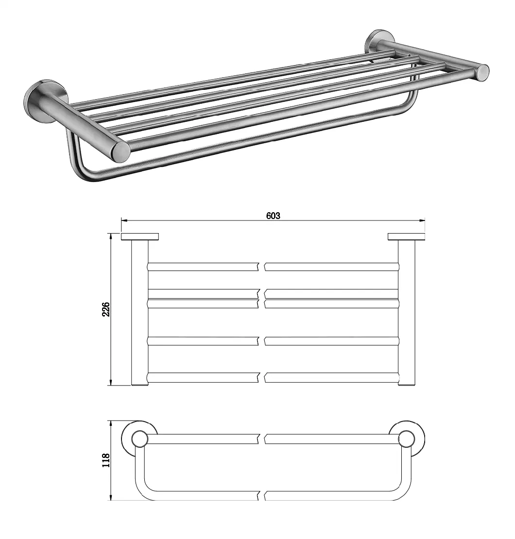 Hotel Towel Shelf Wall Mounted Stainless Steel Bathroom Towel Rack