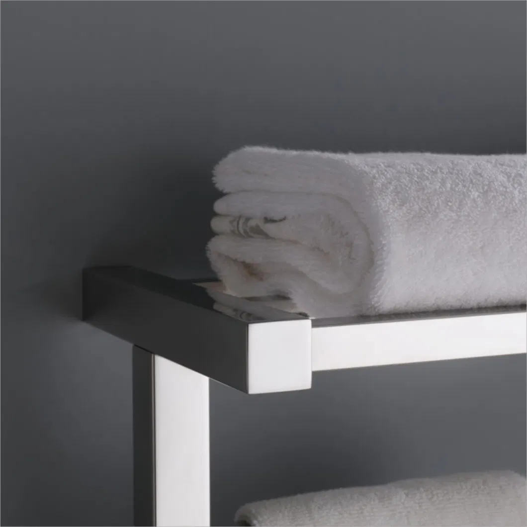 Space-Saving Stainless Steel Electric Towel Rack with Top Rack