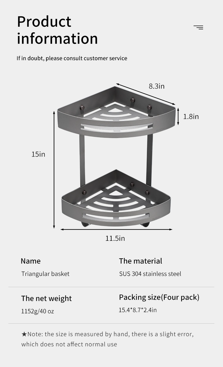 No Drilling Economic Cheap Storage Corner Basket Rack Shower Caddy Bathroom Shelves with Hooks Home and Kitchen