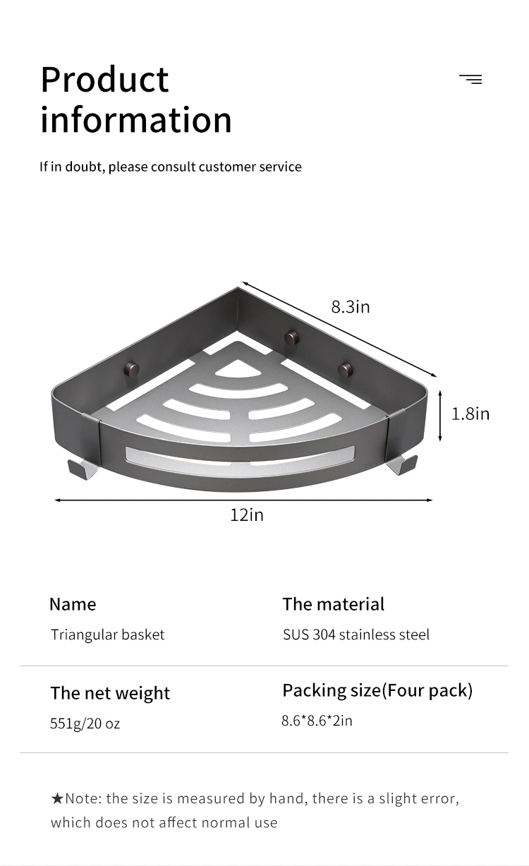 No Drilling Economic Cheap Storage Corner Basket Rack Shower Caddy Bathroom Shelves with Hooks Home and Kitchen