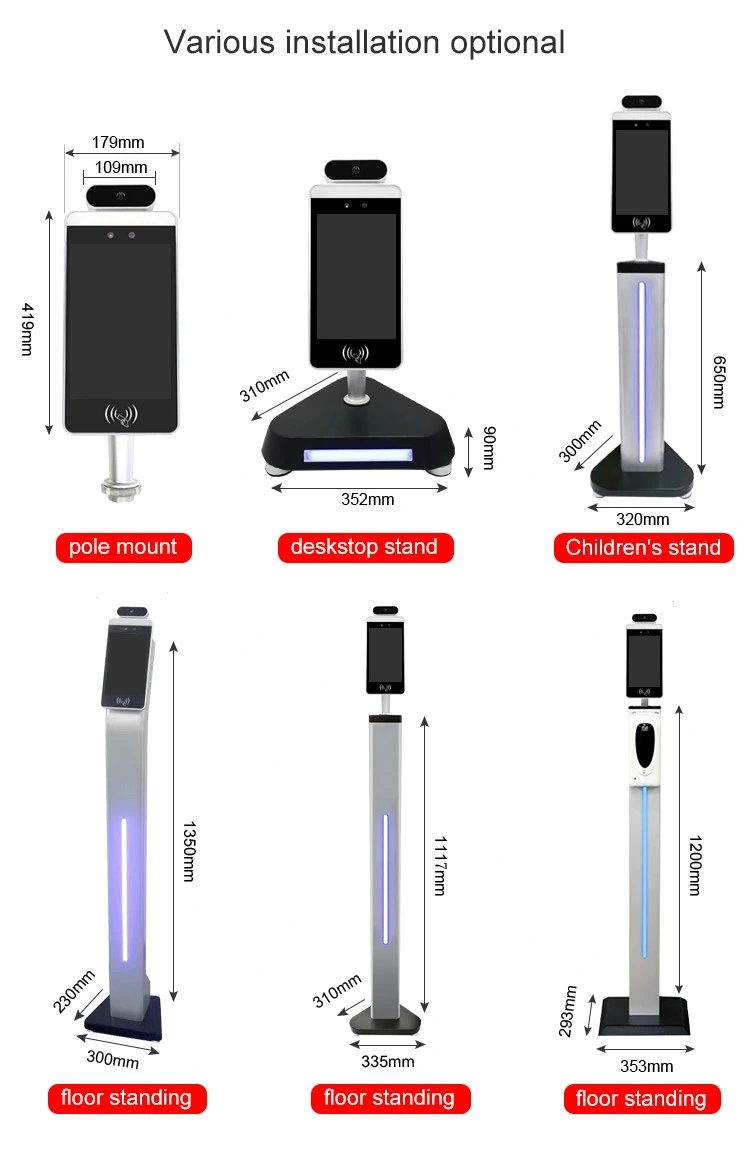 2020 Hot 8 Inch Digital Signage Temperature Measurement Kiosk with Face Recognition 