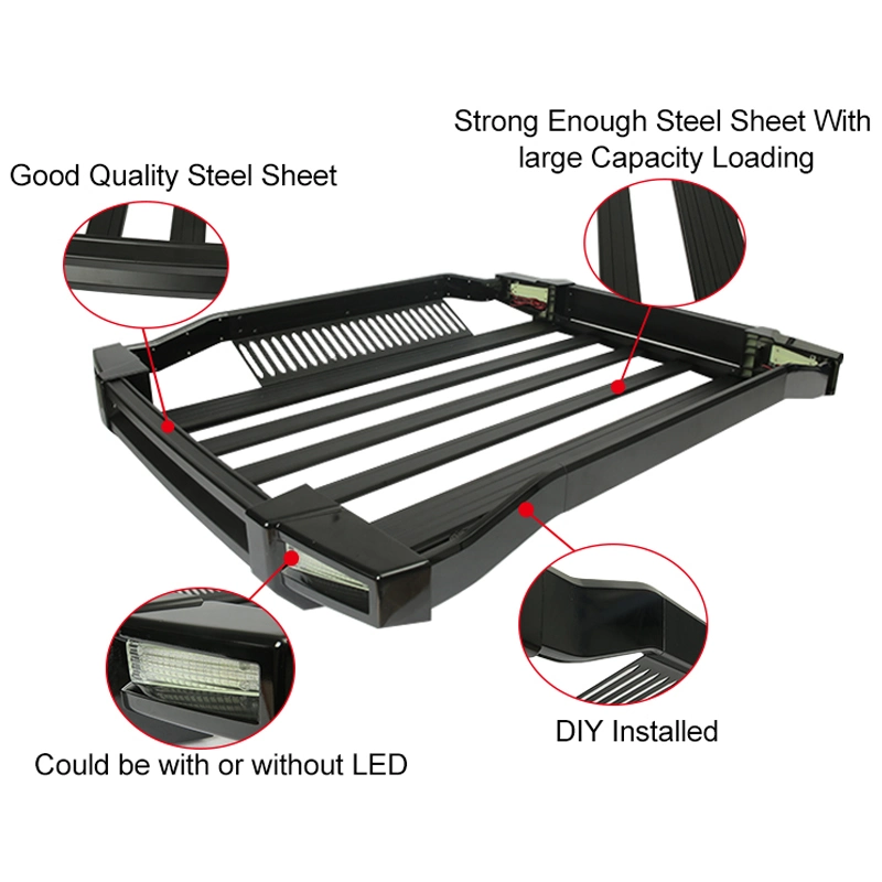 with 4PCS LED Light 4X4 Aluminium Alloy SUV Car Cargo Carrier Basket Car Roof Rack