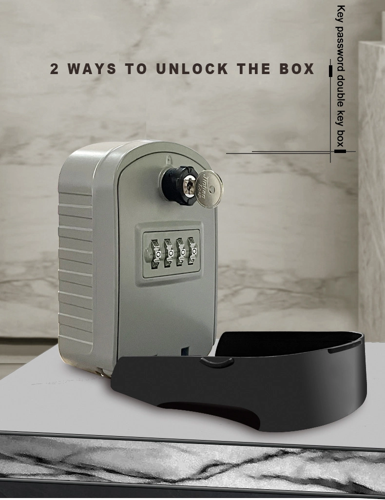 Wall Mount Lock Key Box Combination and Key Open with Water Proof Cover