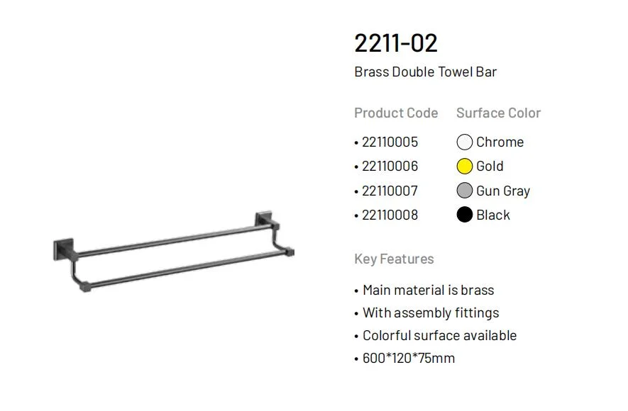 2211series High Quality Matte Black Bathroom Accessories Set Wall Mounted Brass Hardware Towel Bar Towel Rack Corner Basket