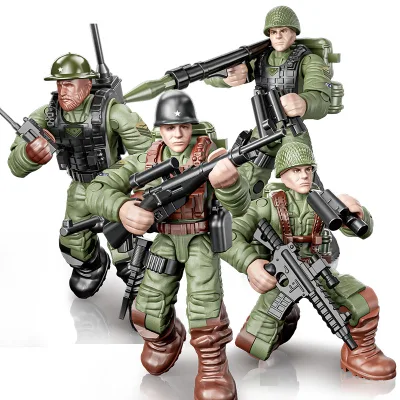 WWII Soldier modello 1: 36 assemblaggio Building Block Toys 8 PCS Soldier Joints azione Mini Soldier con più armi militari Giocattoli fai da te