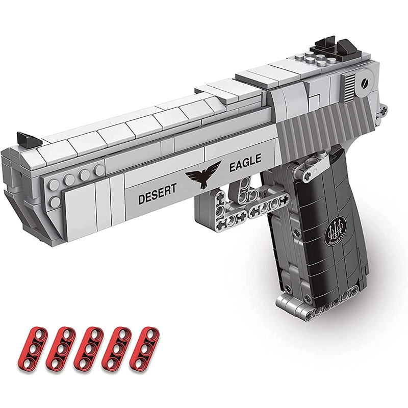 528 PCS Gun Building Toy Desert Eagle Pistol Model Kit Toy Machine Weapon Set Educational Construction Toy Building Block Gun