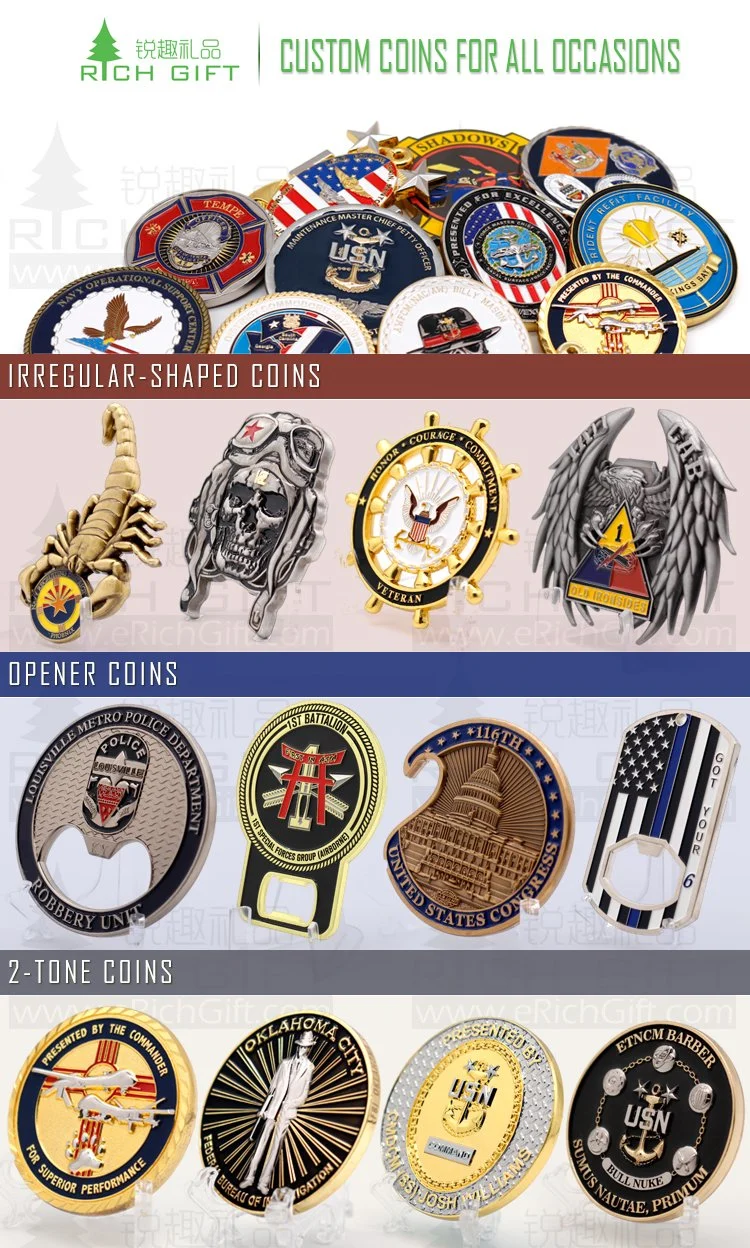 Free Sample Cheap DIY Custom 3D Metal Craft Enamel Armor God Souvenir Spinning Spinner Nypd Seal Us Army Navy Chief Cia Security Police Military Challenge Coin