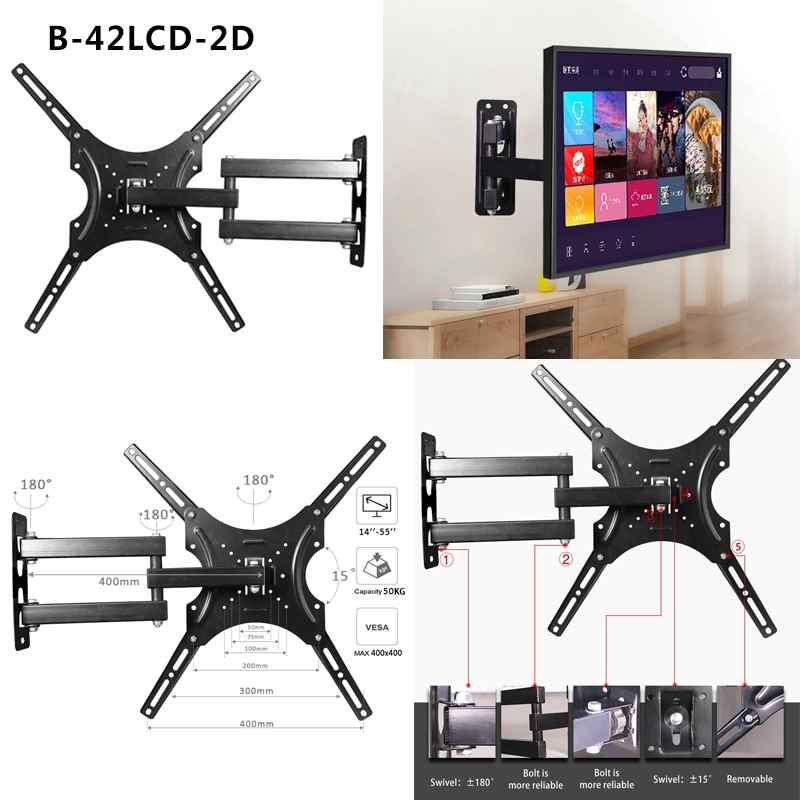 Full Motion TV Rack Flat Panel Telescopic Fixed TV Wall Mount Hidden Swivel TV Holder Tilt TV Mount