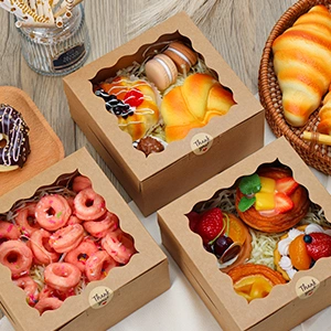 Wholesale Pirce Dessert Box with Window, Bulk Bakery Containers for Cookies, Mini Pies, Cupcakes (Kraft Paper)