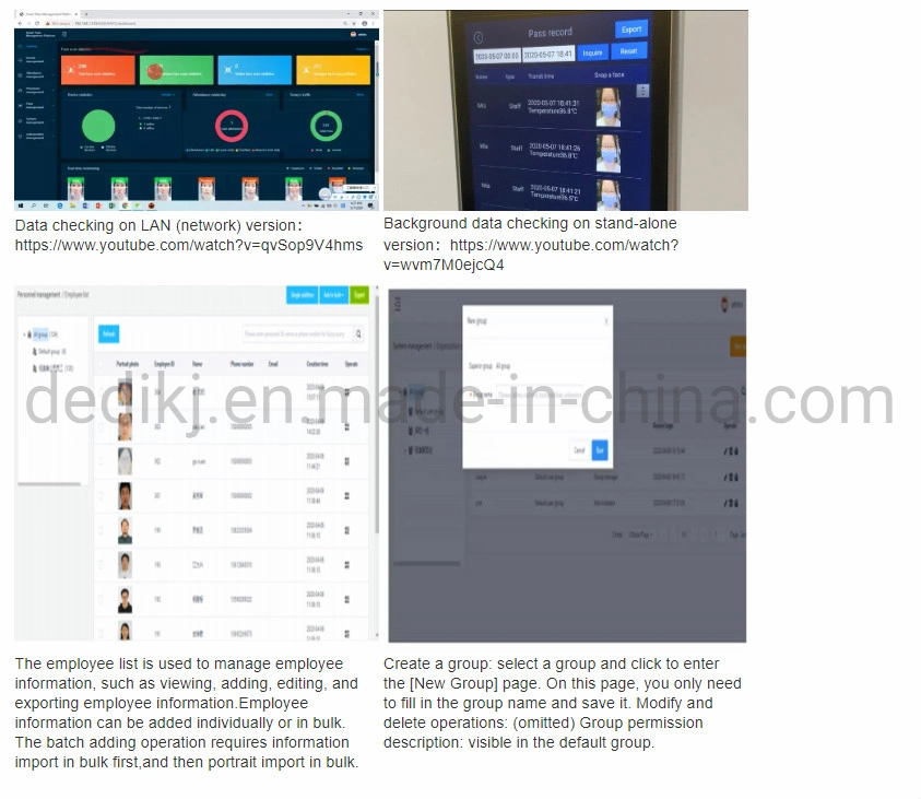 8inch Face Detection with Temperature Measurement Access Control System