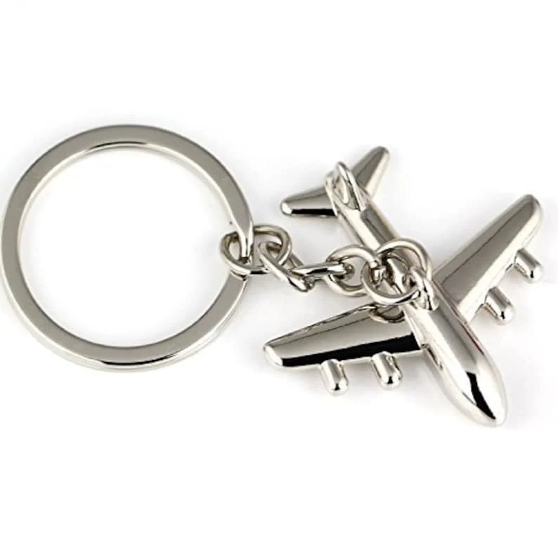 Factory Customized Personalized Metal Name Promotional Gift 3D Spinning Keyring Hotel Car Accessories Key Fob Aircraft Keychain