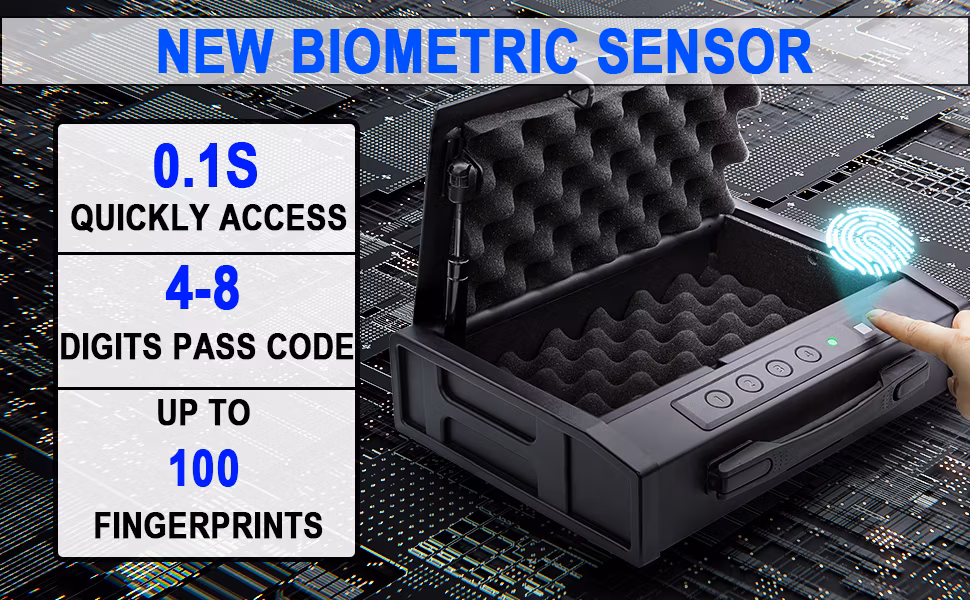 Gun Safe Box Hidden Portable Hand Gun Safe Fingerprint Biometric Gun Safe