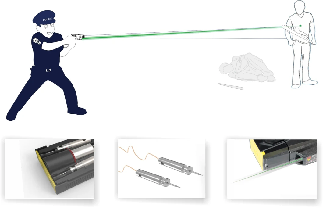 Long Distance Police Stun Gun with Green Laser Strong Light