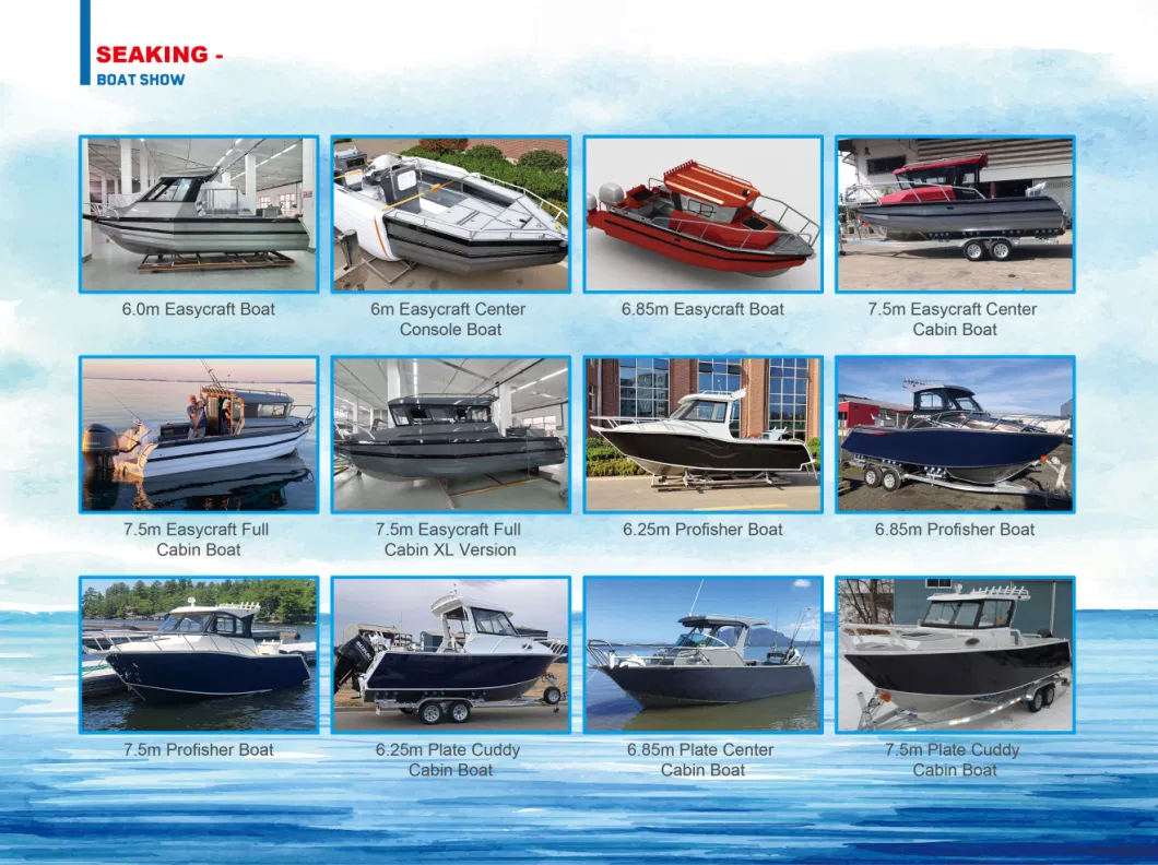 CE Approved 7.5m 24.6FT All-Welded Full Cabin Aluminum/Aluminium Pontoon Speed Fishing Boat