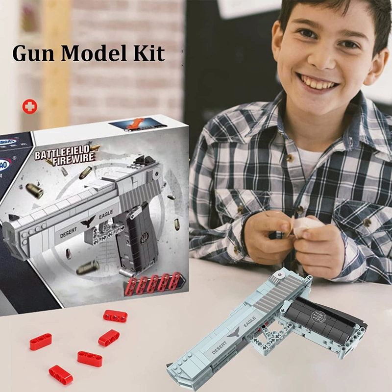 528 PCS Gun Building Toy Desert Eagle Pistol Model Kit Toy Machine Weapon Set Educational Construction Toy Building Block Gun