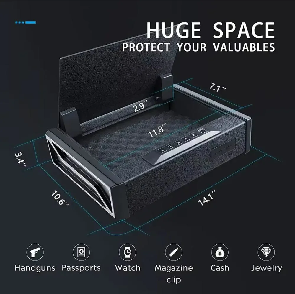 Gun Safe Box Hidden Portable Hand Gun Safe Fingerprint Biometric Gun Safe