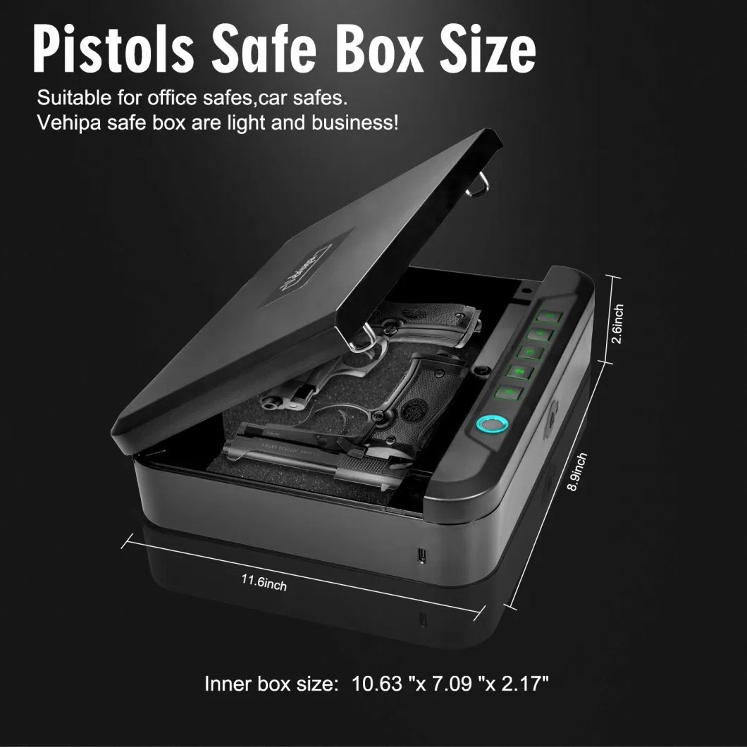 Pistol Safe Quick-Access Opening with Biometric Fingerprint Lock