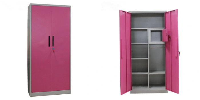 Bedroom Steel Furniture Metal Storage Locker Double Door Clothing Cabinet